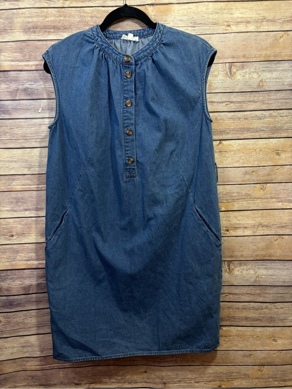 A loves A Denim Denim Popover Sheath Dress Button Pockets Size Small